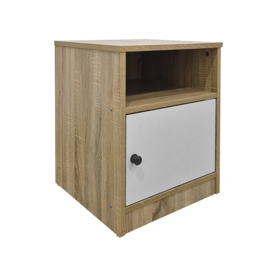 Κομοδίνο Lenea sonoma-λευκό 40x40x50εκ