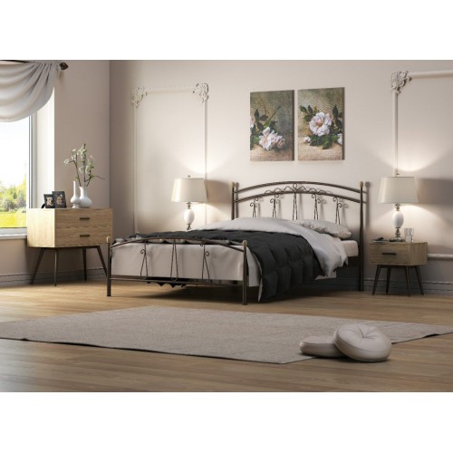 ΠΟΛΥΤΙΜΟ ΚΡΕΒΑΤΙ ΜΕΤΑΛΛΙΚΟ ΣΚΟΥΡΙΑ ΔΙΠΛΟ ΕΛΛΗΝΙΚΗΣ ΚΑΤΑΣΚΕΥΗΣ ΓΙΑ ΣΤΡΩΜΑ 150Χ190ΕΚ. ΜΕ ΤΑΒΛΕΣ