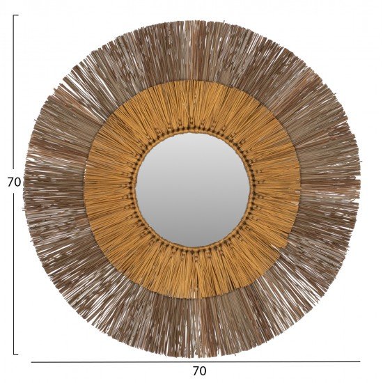 ΚΑΘΡΕΠΤΗΣ ΤΟΙΧΟΥ ΣΤΡΟΓΓΥΛΟΣ ΠΛΑΙΣΙΟ MENDONG GRASS ΣΕ ΧΡΩΜΑ ΦΥΣΙΚΟ ΧΡΥΣΟ Φ70εκ.HM7800