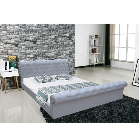 HARMONY Κρεβάτι Διπλό για Στρώμα 160x200cm, Ύφασμα Γκρι