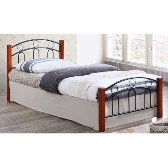 NORTON Κρεβάτι Διπλό, για Στρώμα 160x200cm, Μέταλλο Βαφή Μαύρο, Ξύλο Καρυδί NORTON Κρεβάτι Διπλό, για Στρώμα 160x200cm, Μέταλλο Βαφή Μαύρο, Ξύλο Καρυδί