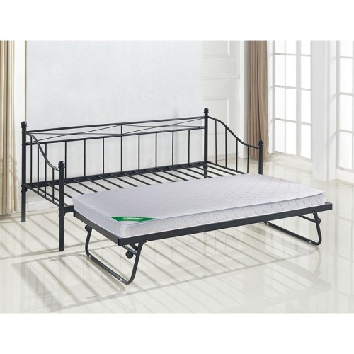 MARIN Set: Daybed (για στρώμα 90x190)   Βοηθητικό Κρεβάτι με Στρώμα 185x85 Μέταλλο Μαύρο