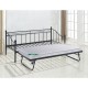 MARIN Set : Daybed (για στρώμα 90x190)   Βοηθητικό Κρεβάτι με Στρώμα 185x85 Μέταλλο Μαύρο