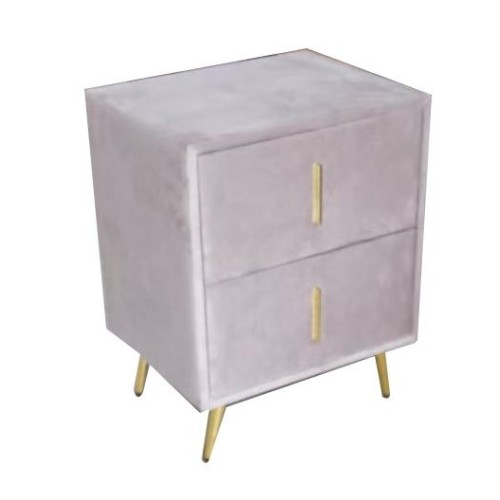 PASSION  Κομοδίνο με 2 Συρτάρια, Ύφασμα Velure Απόχρωση Cappuccino