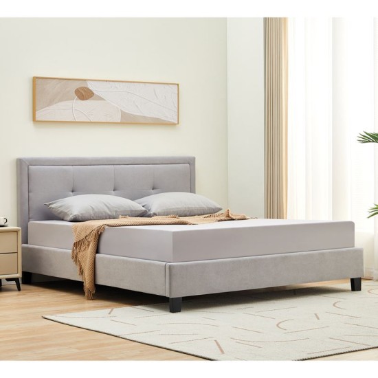 BECO Κρεβάτι Διπλό για Στρώμα 150x200cm, Ύφασμα Ανοιχτό Γκρι BECO Κρεβάτι Διπλό για Στρώμα 150x200cm, Ύφασμα Ανοιχτό Γκρι