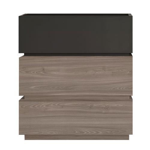 VANITY Κομοδίνο 3 Συρτάρια Αποχρώσεων Sonoma Oak & Grey, με Αποσπώμενα χρωματικά Μέρη