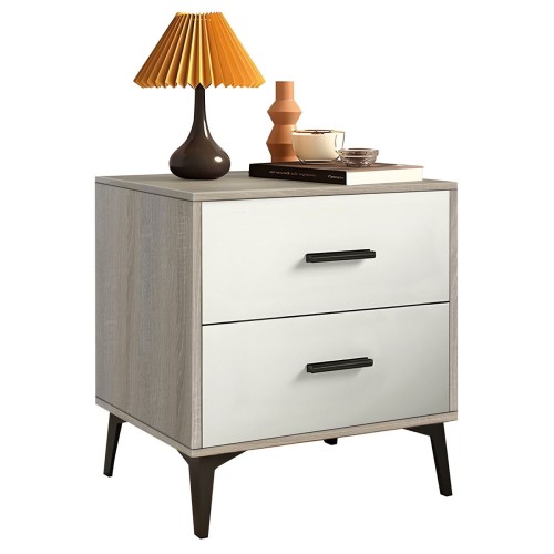 MERRANO Κομοδίνο με 2 Συρτάρια Απόχρωση Sonoma-Άσπρο MERRANO Κομοδίνο με 2 Συρτάρια Απόχρωση Sonoma-Άσπρο