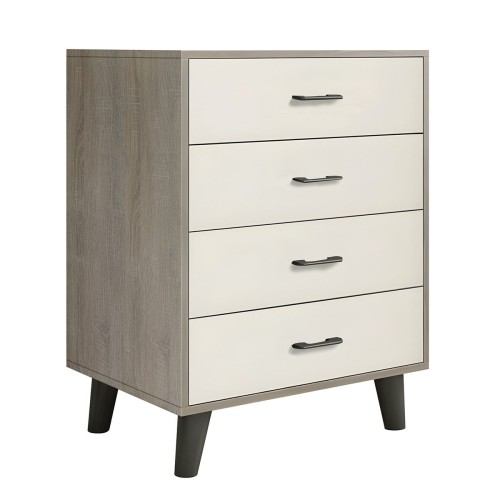 VANITY Συρταριέρα, με 4 Συρτάρια, Απόχρωση Sonoma Oak-Cream