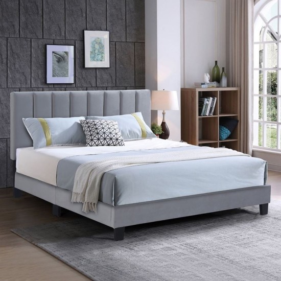 ALLEGRO Κρεβάτι Διπλό για Στρώμα 160x200cm, Ύφασμα Γκρι, με Κεφαλάρι πολλαπλών θέσεων ALLEGRO Κρεβάτι Διπλό για Στρώμα 160x200cm, Ύφασμα Γκρι, με Κεφαλάρι πολλαπλών θέσεων