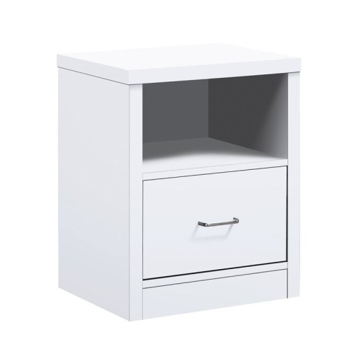 CALIBER Κομοδίνο με 1 Συρτάρι   1 Ράφι, Απόχρωση Άσπρο