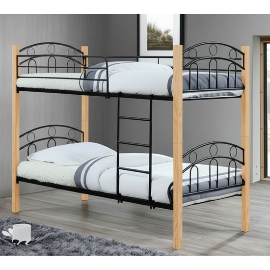 NORTON Κρεβάτι Κουκέτα Μέταλλο Βαφή Μαύρο, Ξύλο Φυσικό NORTON Κρεβάτι Κουκέτα Μέταλλο Βαφή Μαύρο, Ξύλο Φυσικό