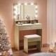 LUCY Set Τουαλέτα με Σκαμπό, Απόχρωση Sonoma, Καθρέπτης LED & θύρα USB