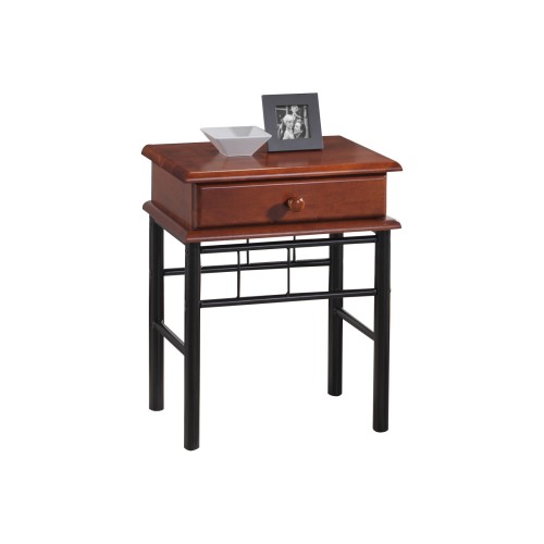 FLORA Κομοδίνο Μέταλλο Βαφή Μαύρο, Ξύλο Καρυδί