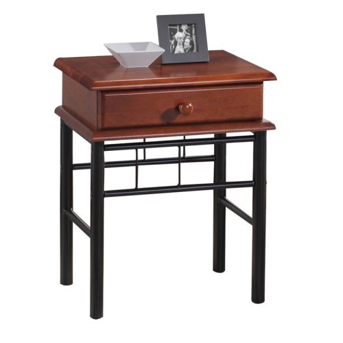 FLORA Κομοδίνο Μέταλλο Βαφή Μαύρο, Ξύλο Καρυδί