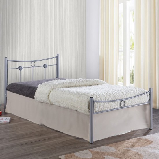 DUGAN Κρεβάτι Μονό, για Στρώμα 90x200cm, Μέταλλο Βαφή Silver DUGAN Κρεβάτι Μονό, για Στρώμα 90x200cm, Μέταλλο Βαφή Silver